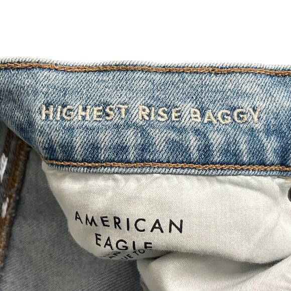 American Eagle Women 6 Highest Rise Baggy Destroyed Thrashed Grunge Stretch Y2K - Picture 5 of 7